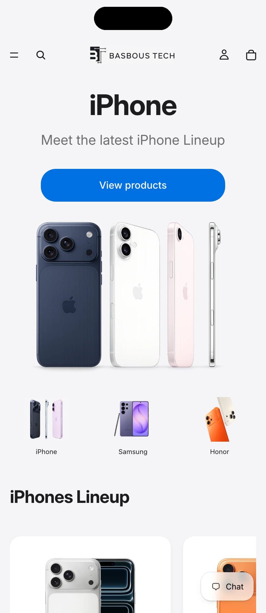 basboustech.com home page on a phone